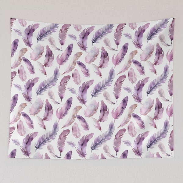 Item preview, Purple Pink Lilac and Lavender Feathers Watercolor Pattern designed and sold by ClairesPatterns.