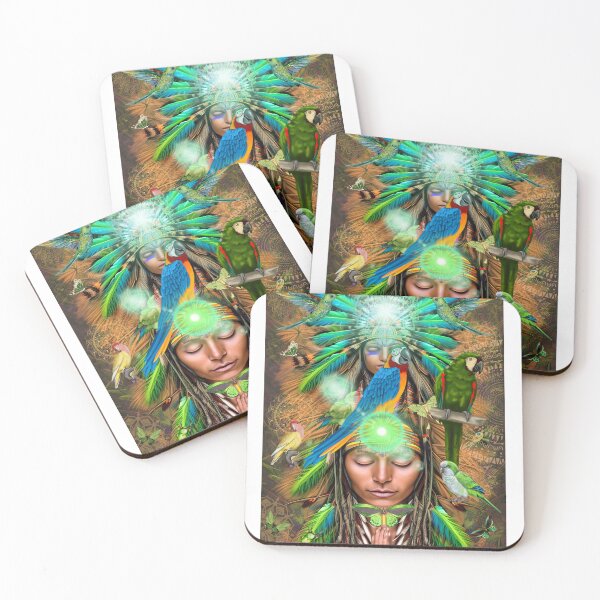 Item preview, Meditating Green Macaw Medicine Men designed and sold by EvolvetoEcology.