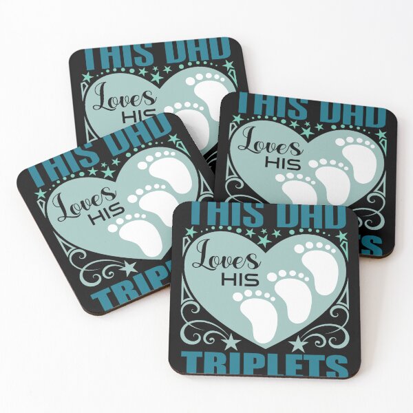 Item preview, This dad loves his triplets –  t-shirt design - Sticker Redbubble designed and sold by bluehatgraphics.
