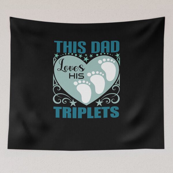 Item preview, This dad loves his triplets –  t-shirt design - Sticker Redbubble designed and sold by bluehatgraphics.