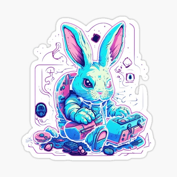Item preview, Hare-raising Gaming Fun: A Neon Adventure with Bunny Player One designed and sold by Designs-By-Geli.