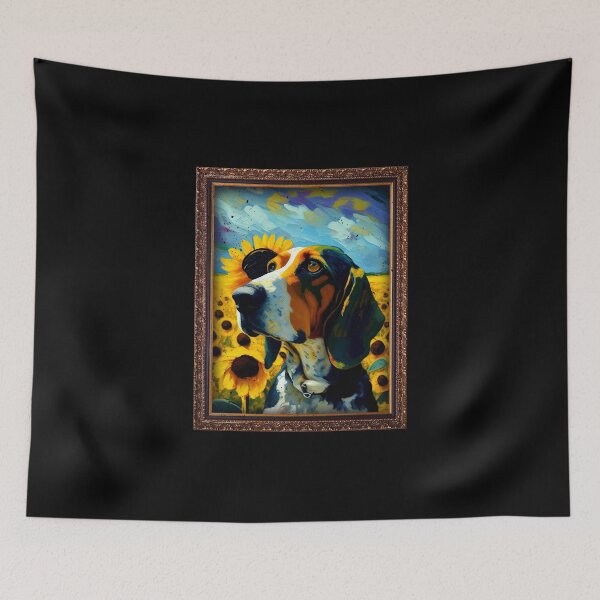 Item preview, Treeing Walker Coonhound Sunflower Painting Adorable Dog designed and sold by rafaeltto.