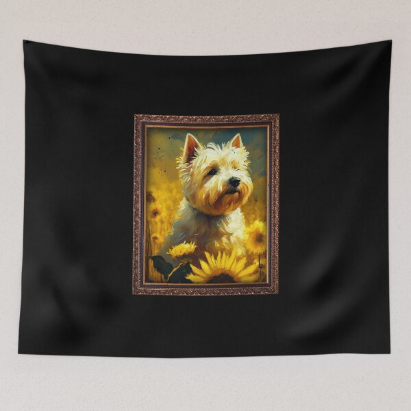 Item preview, West Highland White Terrier Westie Sunflower Painting Adorable Dog designed and sold by rafaeltto.