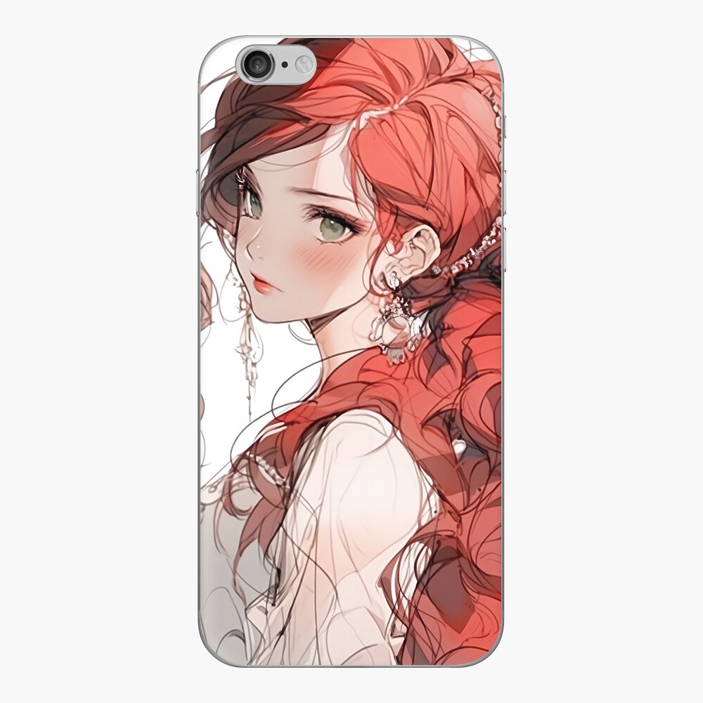 Fiery Anime Girl - A stunning portrait of a red-haired anime beauty