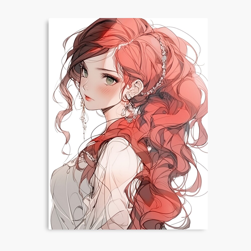 Fiery Anime Girl - A stunning portrait of a red-haired anime beauty