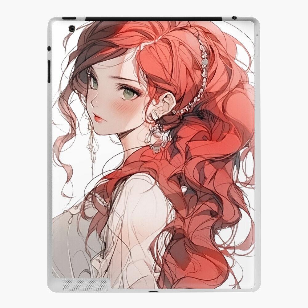 Fiery Anime Girl - A stunning portrait of a red-haired anime beauty