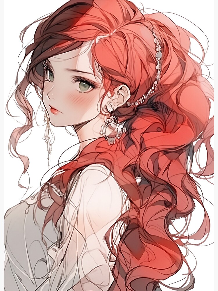 Fiery Anime Girl A stunning portrait of a red-haired anime