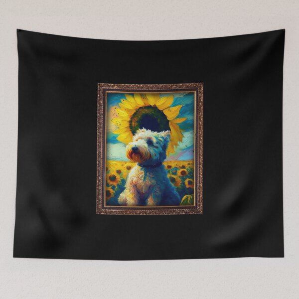 Item preview, Whoodle Sunflower Painting Adorable Dog designed and sold by rafaeltto.