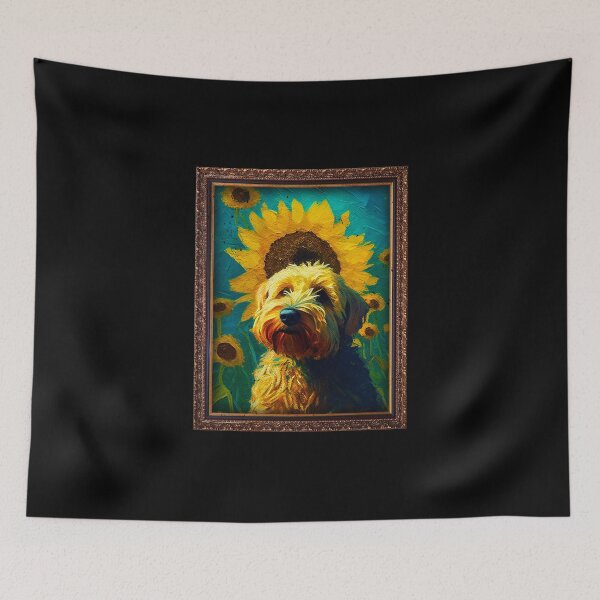 Item preview, Whoodle Sunflower Painting Adorable Dog designed and sold by rafaeltto.
