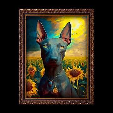 Imagen de la obra Xoloitzcuintli Xolo Sunflower Painting Adorable Dog de rafaeltto