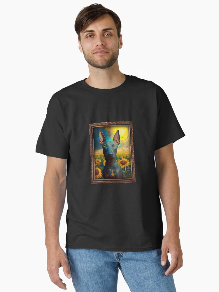 Imagen 1 de 7, Camiseta clásica con la obra Xoloitzcuintli Xolo Sunflower Painting Adorable Dog, diseñada y vendida por rafaeltto.