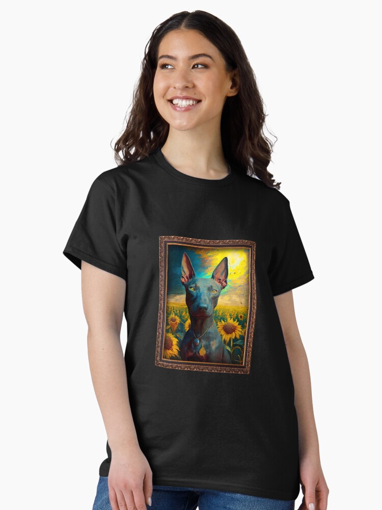 Imagen 2 de 7, Camiseta clásica con la obra Xoloitzcuintli Xolo Sunflower Painting Adorable Dog, diseñada y vendida por rafaeltto.
