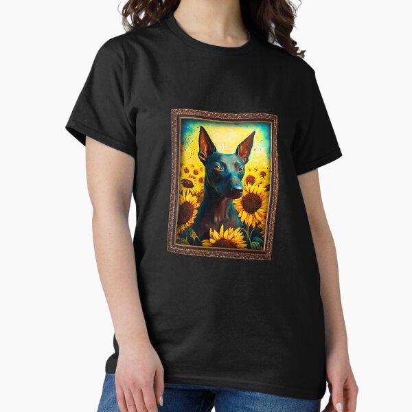 Vista previa del artículo con la obra «Xoloitzcuintli Xolo Sunflower Painting Adorable Dog», diseñado y vendido por rafaeltto.