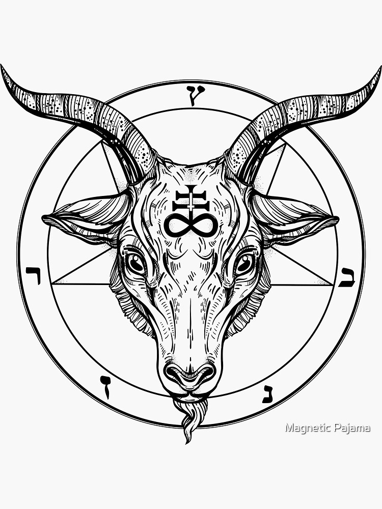 Baphomet Goat Head with Pentagram Occult Symbolism or Satanist Symbols by MagneticMama