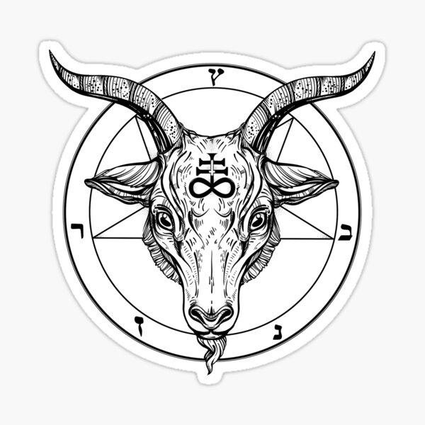Baphomet Goat Head with Pentagram Occult Symbolism or Satanist Symbols Sticker