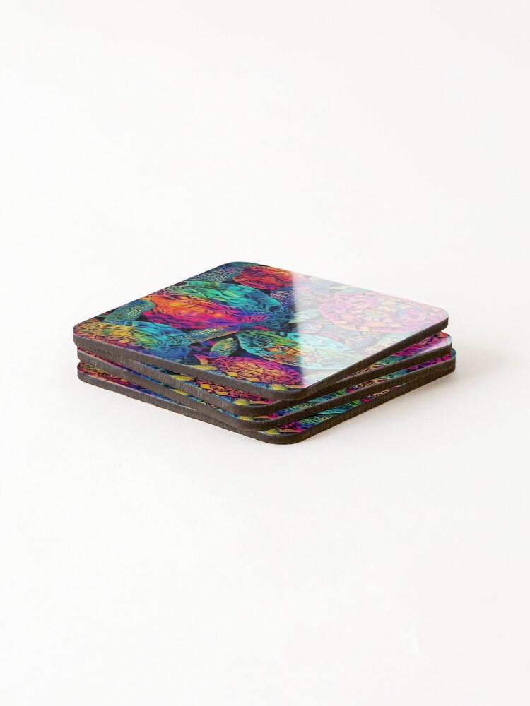 Thumbnail 4 of 5, Coasters (Set of 4), Subaquatic Reverie Turtle Shell Pattern #9 designed and sold by NextEchelon.