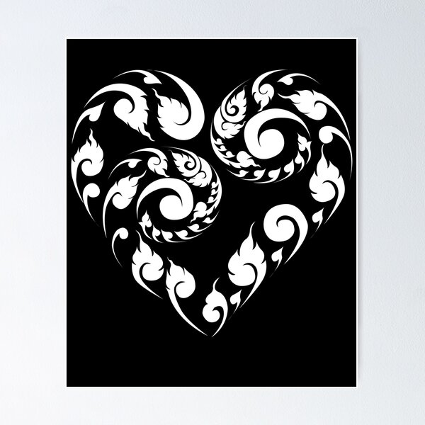 Item preview, Heart with Thai pattern, Thai art element designed and sold by KanyaluckArtist.