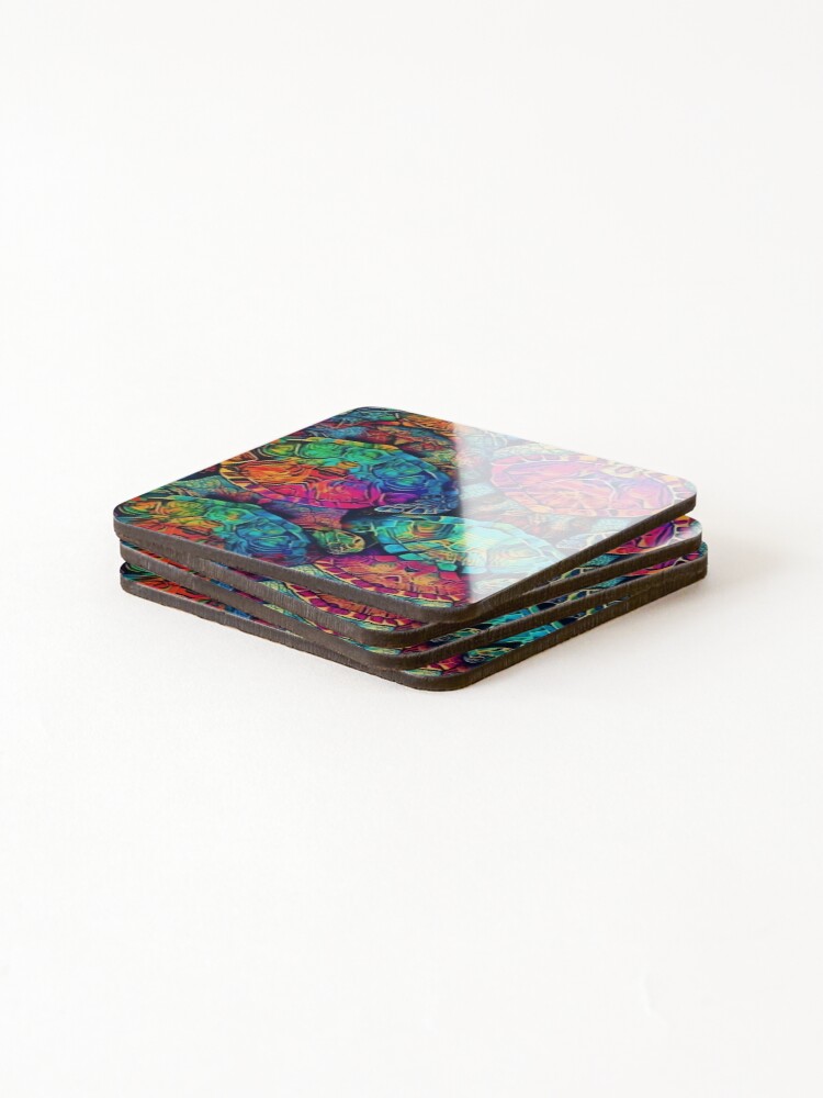 Thumbnail 4 of 5, Coasters (Set of 4), Subaquatic Reverie Turtle Shell Pattern #11 designed and sold by NextEchelon.