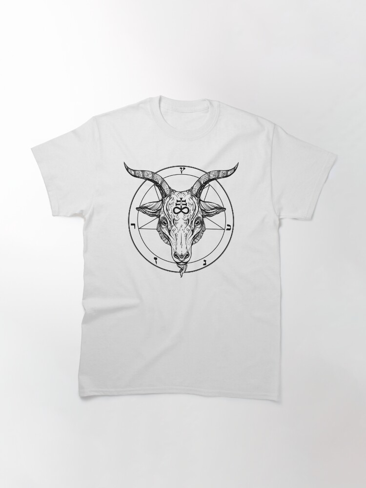Alternate view of Baphomet Goat Head with Pentagram Occult Symbolism or Satanist Symbols Classic T-Shirt