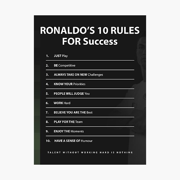 Item preview, Cristiano Ronaldo 10 Rules For Success Inspirational Soccer Print CR7 Athlete Inspiring Football  designed and sold by SuccessHunters.