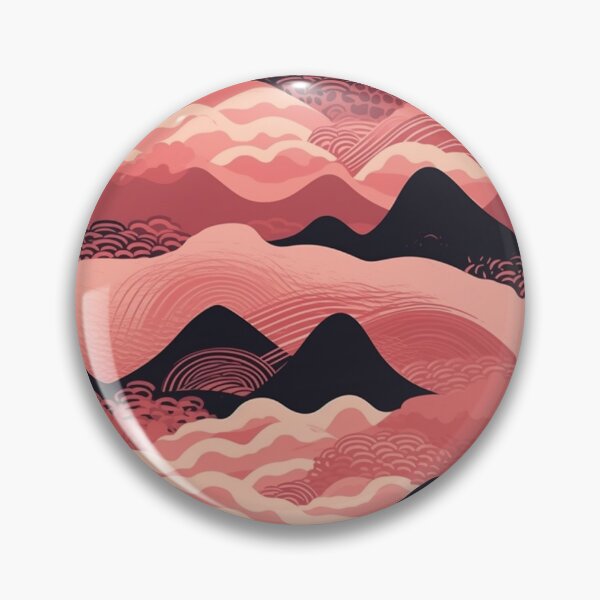 Item preview, Pink and Black Japanese Mountains Wagara Pattern  designed and sold by StudioTokyo.