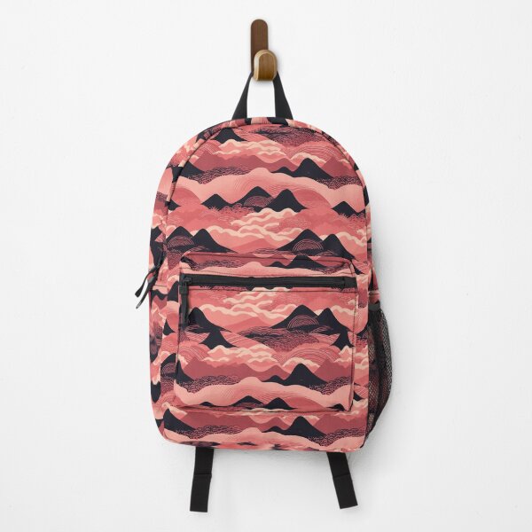 Item preview, Pink and Black Japanese Mountains Wagara Pattern  designed and sold by StudioTokyo.