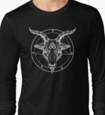 Baphomet Goat Head with Pentagram Occult Symbolism or Satanist Symbols Long Sleeve T-Shirt