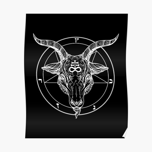Baphomet Goat Head with Pentagram Occult Symbolism or Satanist Symbols Poster