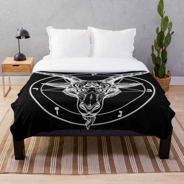 Baphomet Goat Head with Pentagram Occult Symbolism or Satanist Symbols Throw Blanket