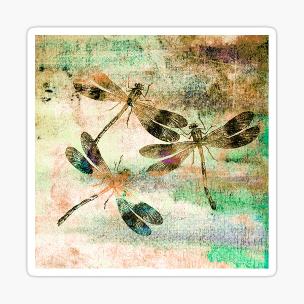 Mauritius Vintage Dragonflies Colours C Sticker