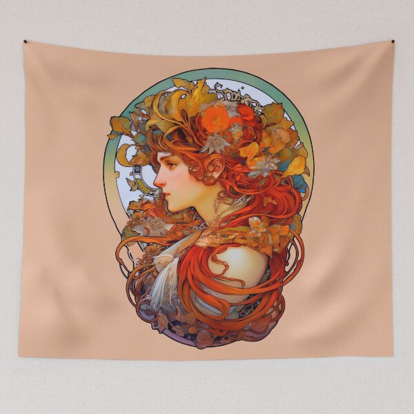 Item preview, Androgynous Art Nouveau Inspired By Alphonse Mucha designed and sold by entwithanaxe.