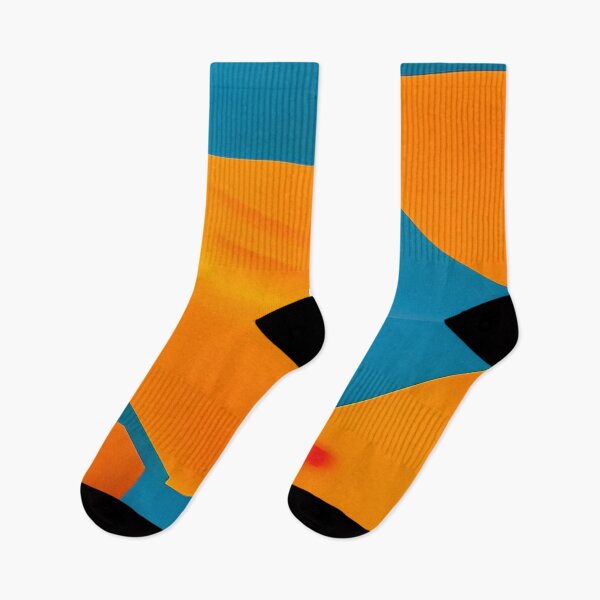 Item preview, Aqua and Orange Asymmetrical Triangular Design designed and sold by deniselynnimage.