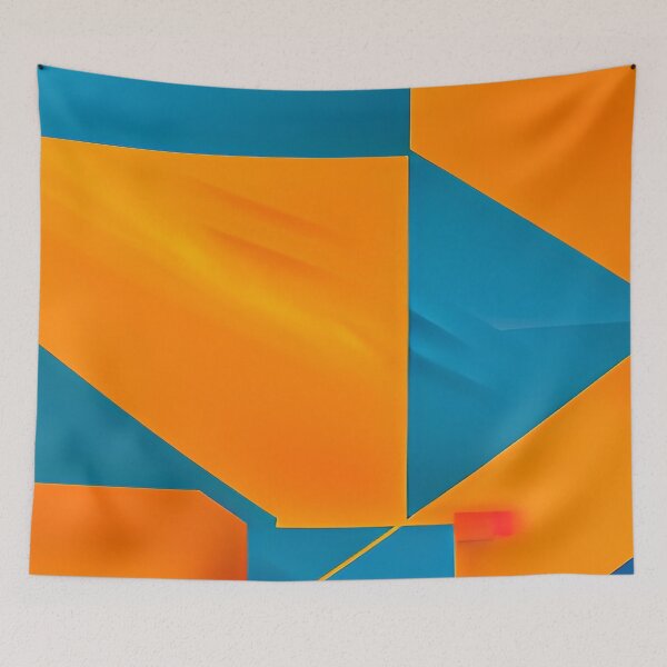 Item preview, Aqua and Orange Asymmetrical Triangular Design designed and sold by deniselynnimage.