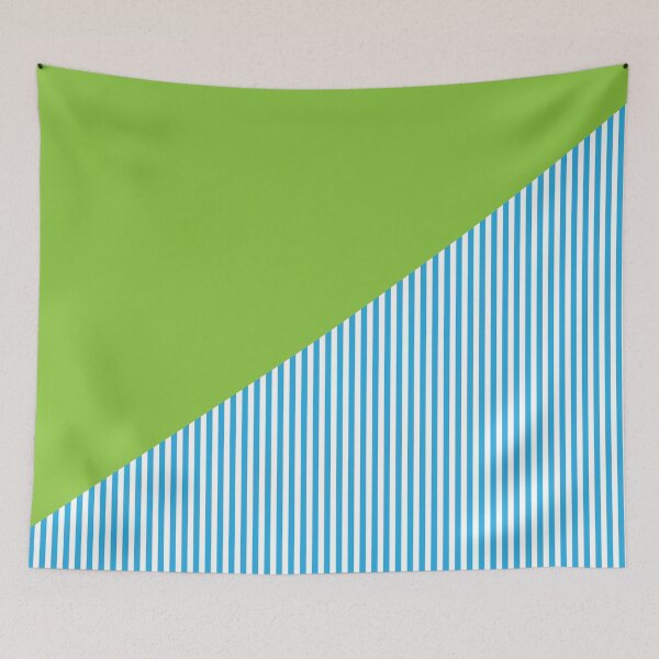 Aperçu de l'œuvre Triangle et rayures | Motifs mixtes | Bleu et vert pomme créée et vendue par rsty11.