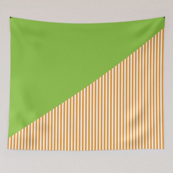 Aperçu de l'œuvre Triangle et rayures | Motifs mixtes | Orange et vert pomme créée et vendue par rsty11.