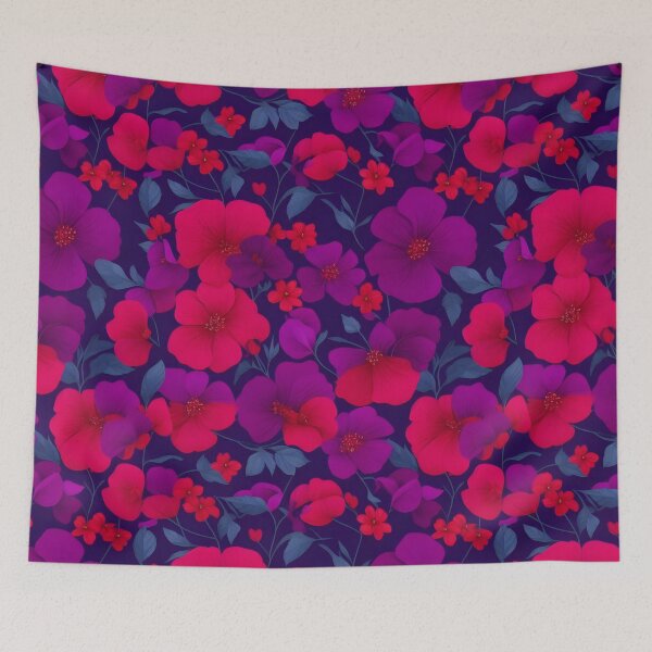 Item preview, Red and Purple Flowers Floral Patterns designed and sold by Wonder Of Light.