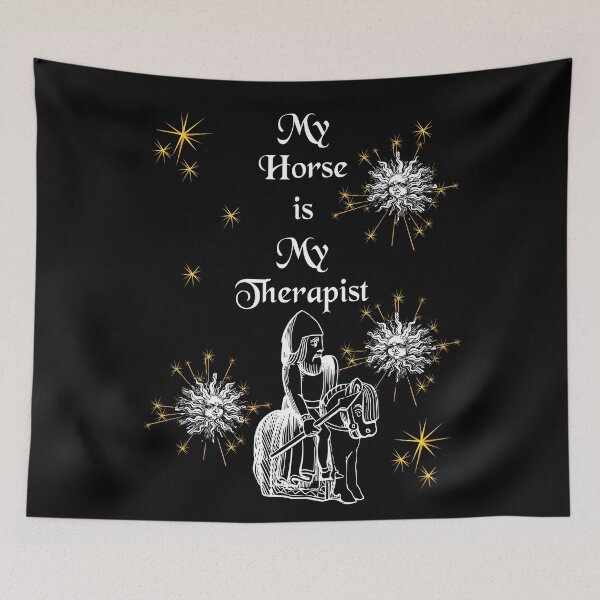 Item preview, 'My Horse is My Therapist' Knight Funny Quote - Medieval Designs Collection designed and sold by Ridiculam Toga.