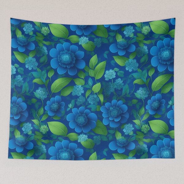 Item preview, Blue and Green Flowers Floral Patterns designed and sold by Wonder Of Light.