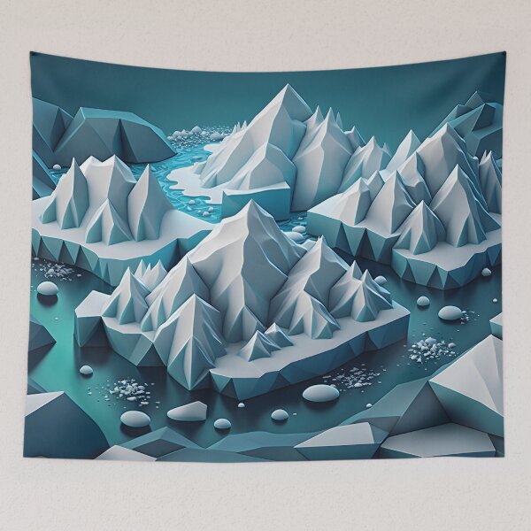 Item preview, Winter glacier landscape in geometric shapes designed and sold by NavyPanda.