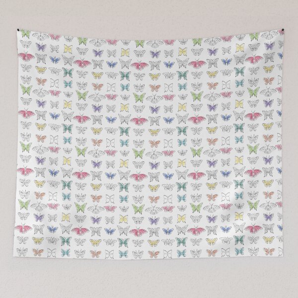 Item preview, Seamless pattern, abstract silhouettes of butterflies, line, watercolor. designed and sold by UVI-CA.