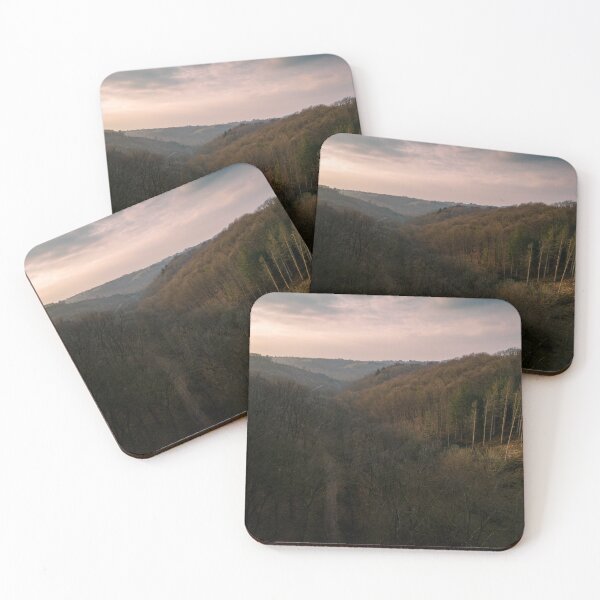 Item preview, Drone Photography - Reddish Sunset Sky Over Abandoned Forest Path designed and sold by TRex-Landscapes.