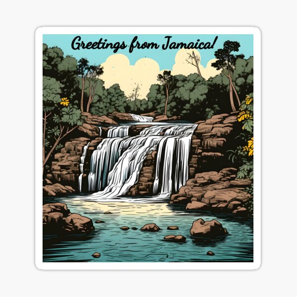Artikel-Vorschau von Grüße aus Jamaika - Pop Art Print von Dunn's River Falls, designt und verkauft von JervDesign.