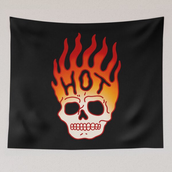 Item preview, Skull Fire Flames Retro Tattoo designed and sold by CletuVolkma.