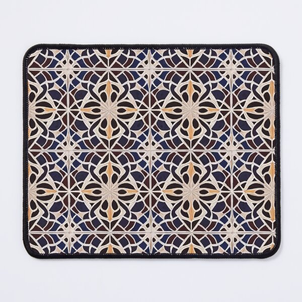 Item preview, Retro Tile Pattern Dark Garnet Red and Dark Blue With Orange and Beige designed and sold by RetroTile.