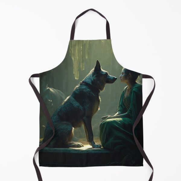 Item preview, "Moonlit Guardian in Castle Ruins, Wolfhound Companion, Green Filtered Moonlight, Mysterious Fantasy Art, High-Quality UHD Resolution  " designed and sold by stateofhuman.