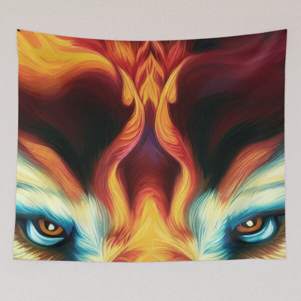 Item preview, Floral Fury: A Vibrant colorful Wolf with Blooms designed and sold by MagnifiqueMind.