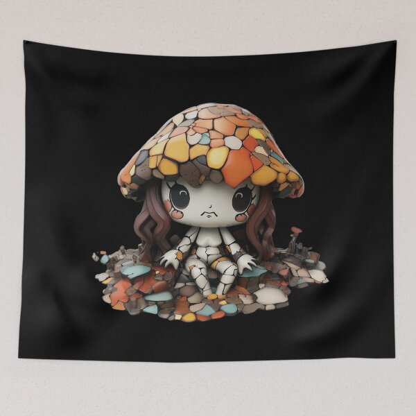 Item preview, Glazed Pottery Porcelain Moody Mushroom Doll  designed and sold by TVBArchive.