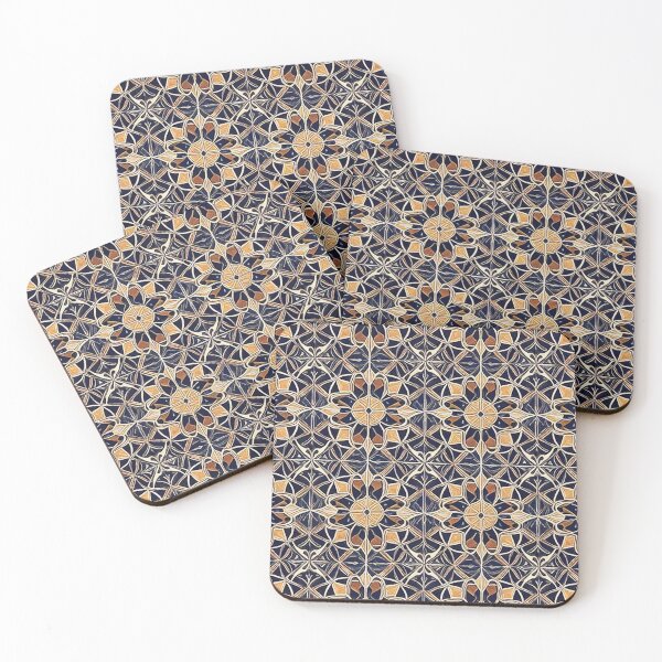 Artikelvorschau, Retro Tile Pattern Dark Blue Shades with Yellow and Brown little entworfen und verkauft von RetroTile.