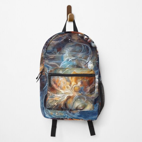 Item preview, Dreamlike Oil Painting of Beautiful Woman Playing Violin, Swirling Vortexes & Aquamarine Hues, Serene Music Art designed and sold by stateofhuman.