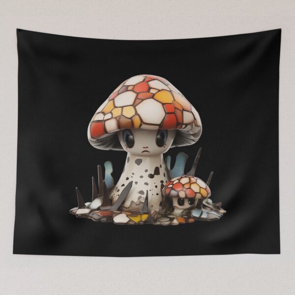 Item preview, Glazed Pottery Porcelain Mushroom Doll  designed and sold by TVBArchive.